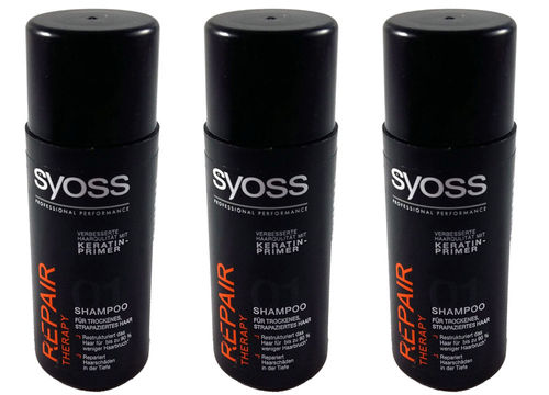 Syoss Repair Therapy Shampoo für trockenes Haar Keratin Primer 150ml (3x 50ml)