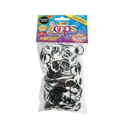 Craze Loops 600 Ringe schwarz/weiß + 20 Verschlüsse